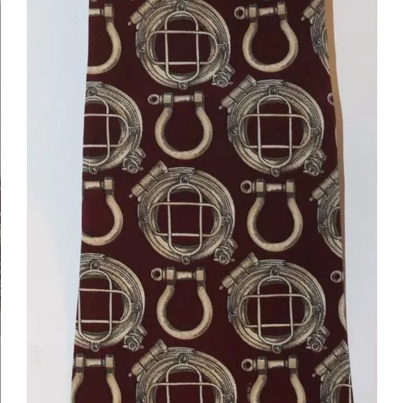 Gianfranco Ferre Men Neck Tie Burgundy Equestrian Italy Made 100% Silk - Picture 6 of 7